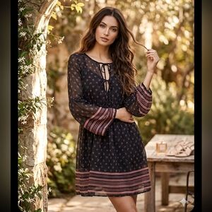 Mudd Floral Bohemian Long Sleeve Dress XS